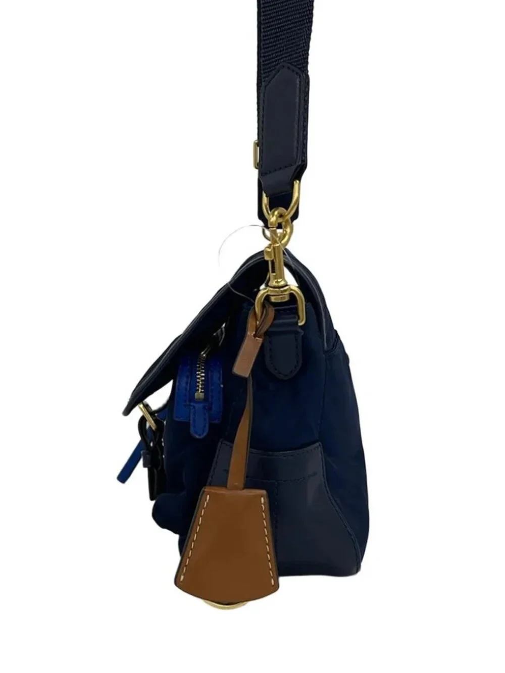 TORY BURCH 58402 Navy Nylon Leather Shoulder Bag